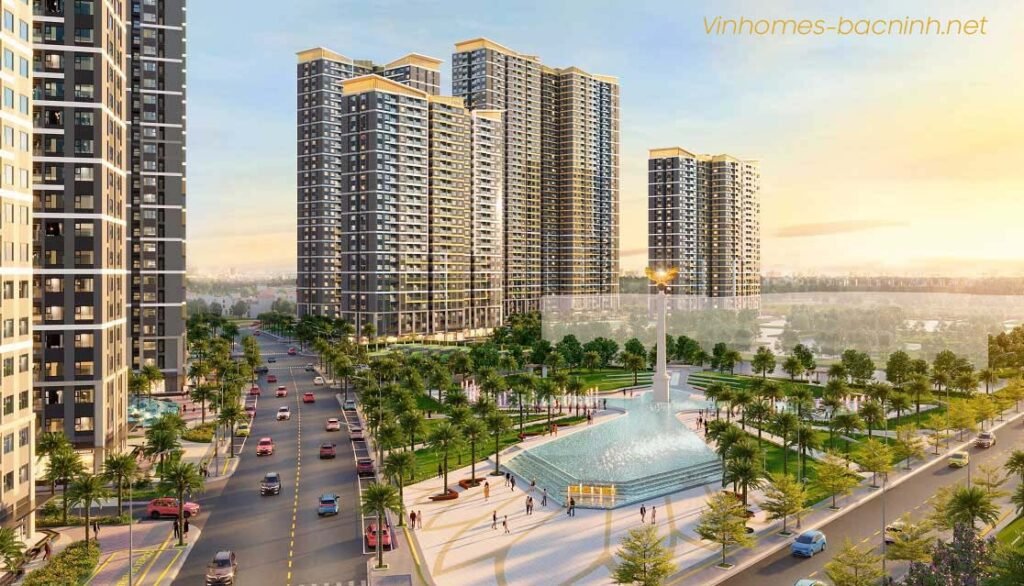 Phối cảnh khu chung cư Vinhomes Hòa Long Bắc Ninh với kiến trúc hiện đại và môi trường sống tiện nghi