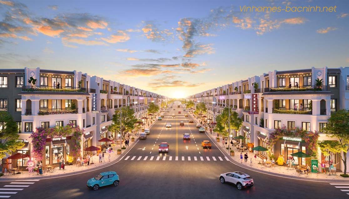 Hình ảnh tổ hợp shophouse thương mại sôi động và hiện đại tại Vinhomes Hòa Long Bắc Ninh