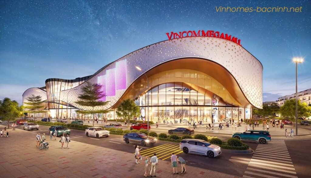 Phối cảnh trung tâm thương mại Vincom Vinhomes Hòa Long Bắc Ninh với không gian mua sắm hiện đại và tiện ích đa dạng.